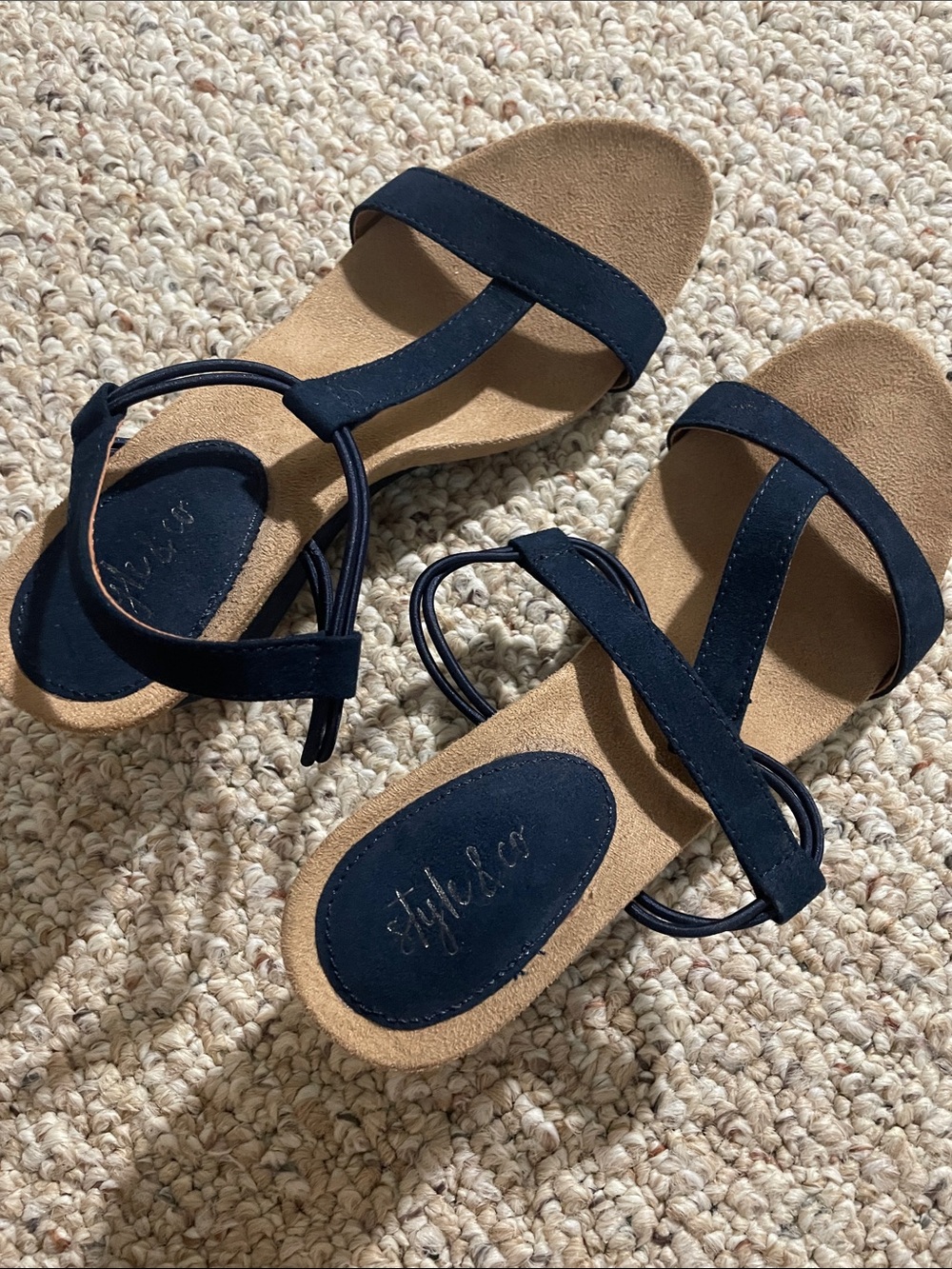 Style & Co. Navy Espadrille Flat Sandals with Ankle Strap